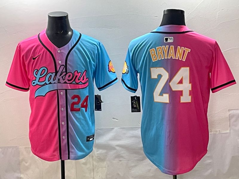 Men 2025 Los Angeles Lakers 24 Bryant Blue pink Nike NBA Jersey style 06